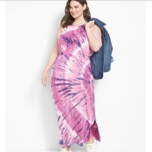 Lane Bryant One Shoulder Tie-Dye Dress in Pink and Purple